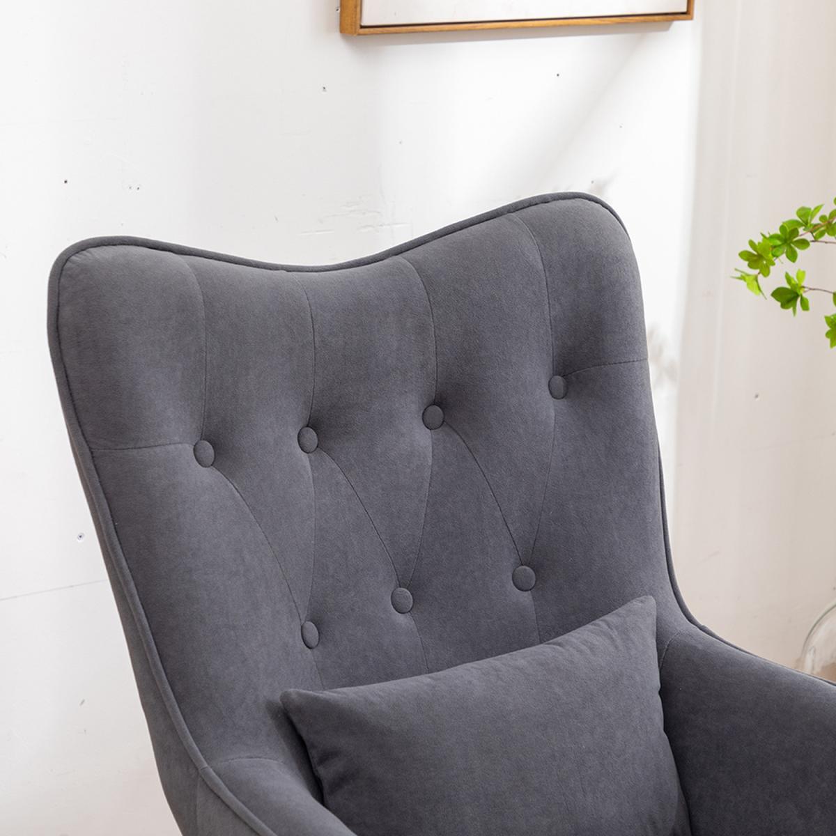 Velvet Accent Chair and Footstool - Grey – image 4