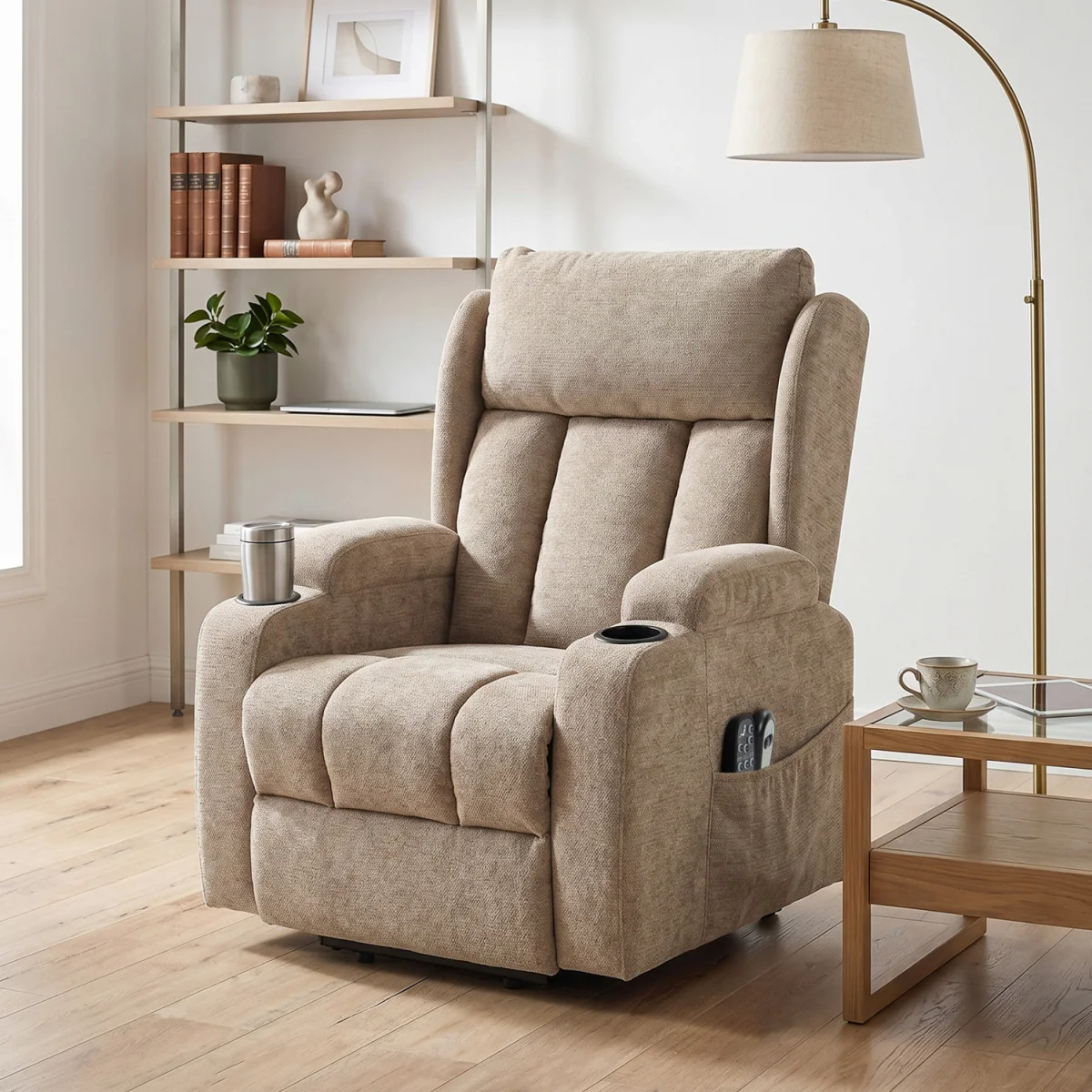 HOMCOM Power Recliner Chair with  Massage and Heat - Brown – image 2