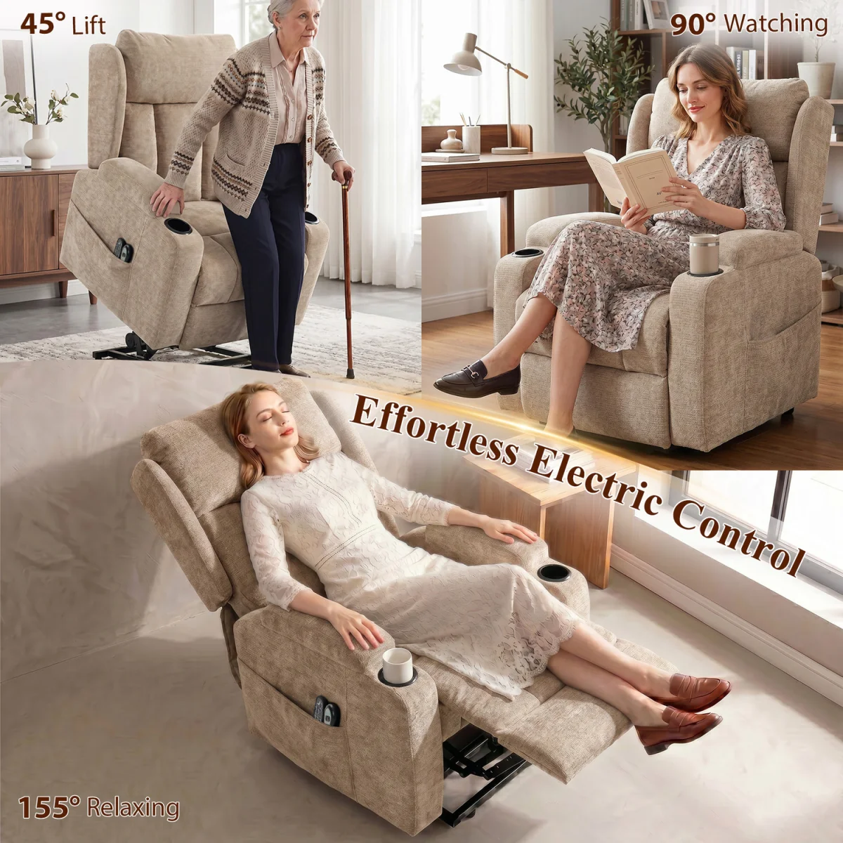HOMCOM Power Recliner Chair with  Massage and Heat - Brown – image 5