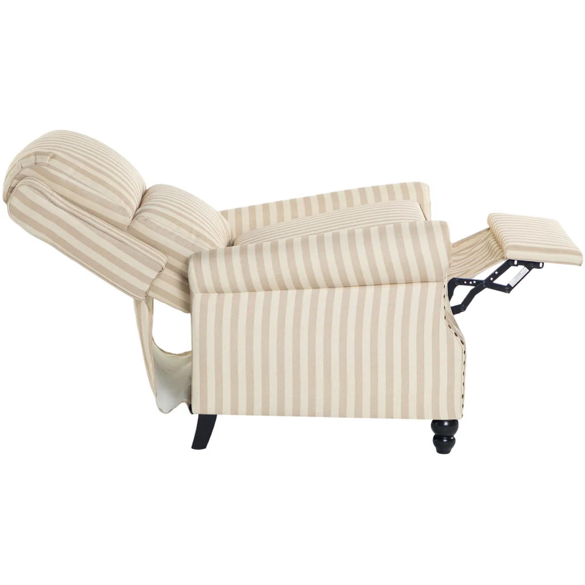 Recliner Chair with Footstool for Ultimate Comfort - Light Brown & Beige White – image 4
