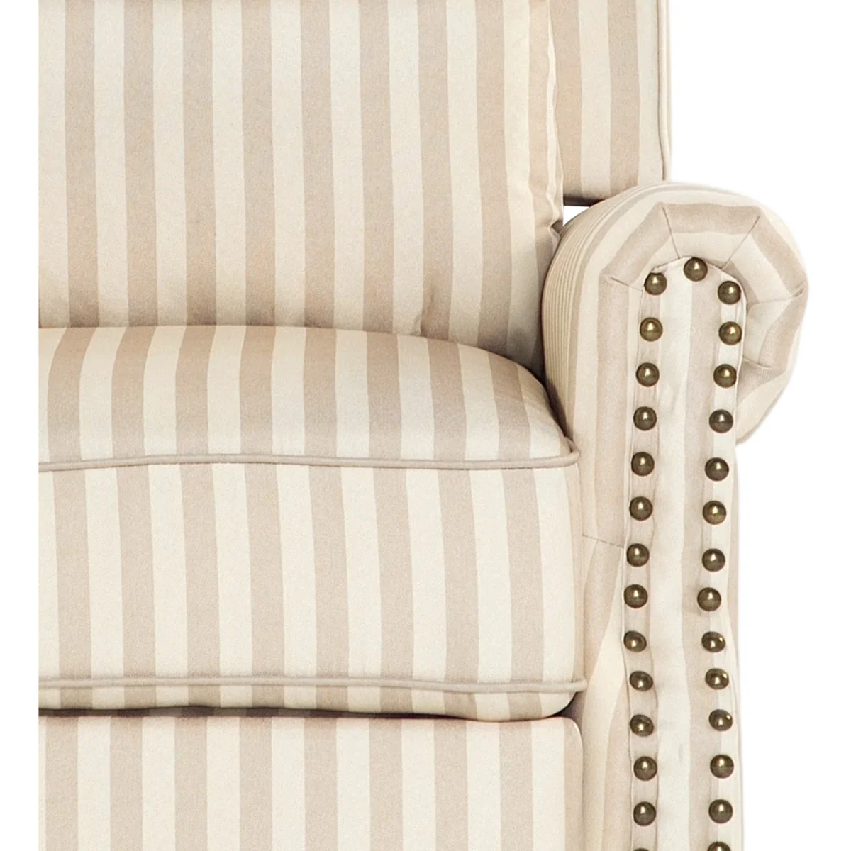 Recliner Chair with Footstool for Ultimate Comfort - Light Brown & Beige White – image 6