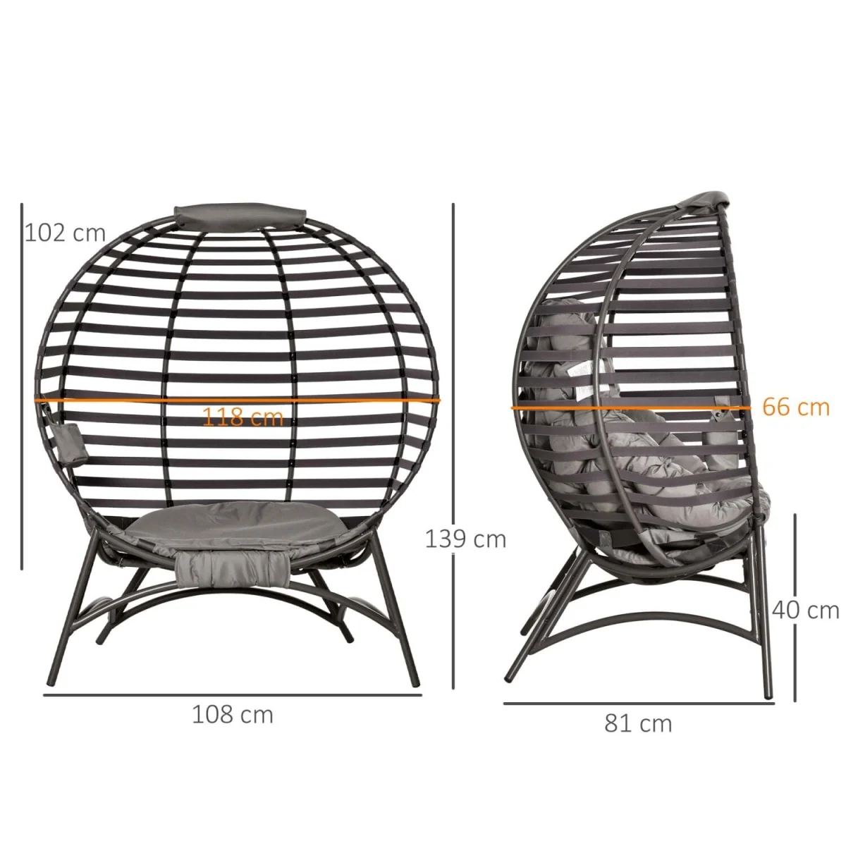Refito Toma Sand Brown Egg Chair with Cushions and Side Pocket – image 5