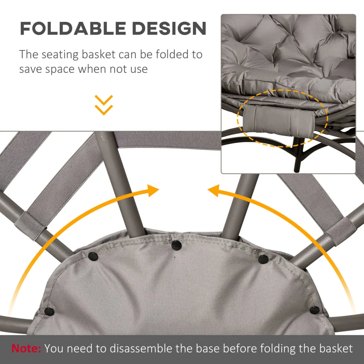 Refito Toma Sand Brown Egg Chair with Cushions and Side Pocket – image 8