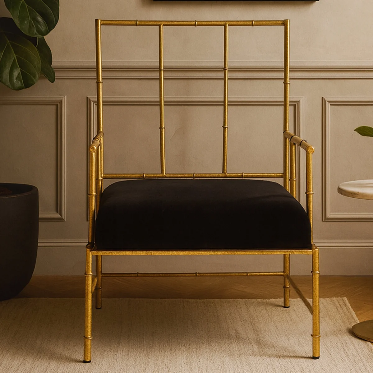 Monroe Gold and Black Velvet Accent Chair - Gold – image 2