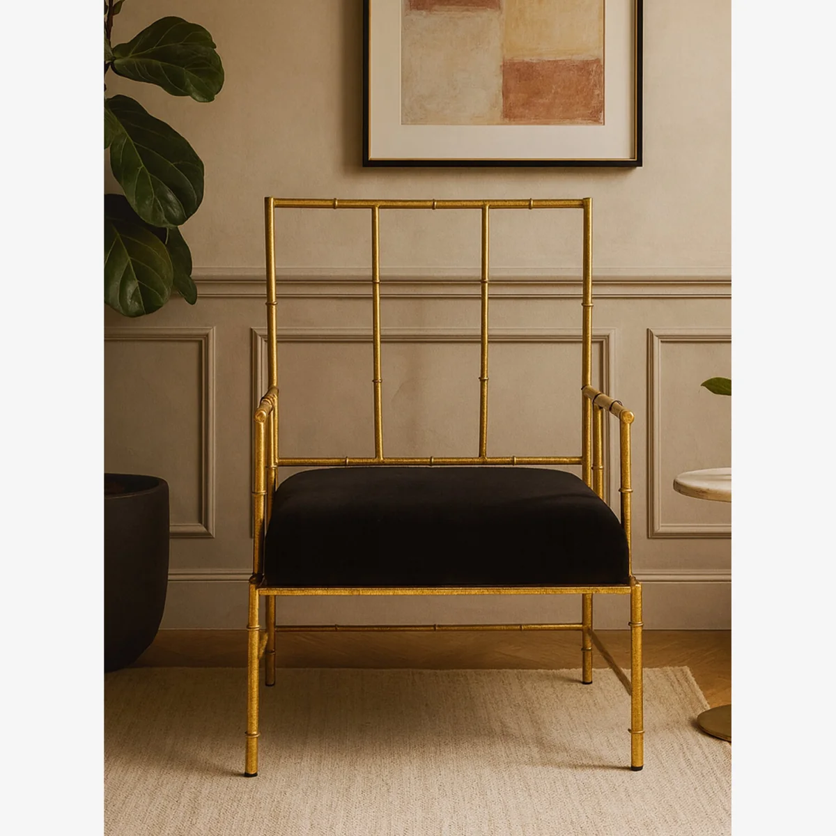 Monroe Gold and Black Velvet Accent Chair - Gold – image 1