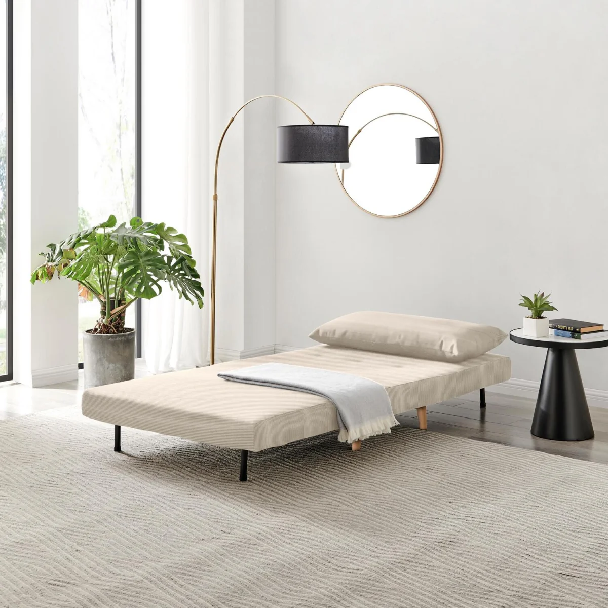 Bobby Cream Jumbo Corduroy Single Folding Sofa Bed Chair - Cream – image 3