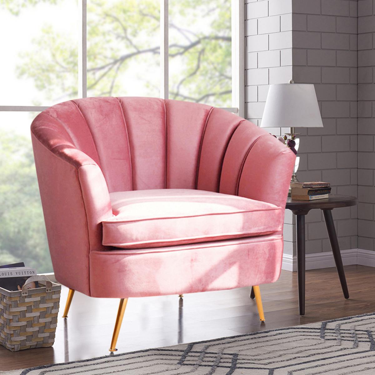 Modern Pastel Velvet Single Tub Chair - Smokey Pink – image 3