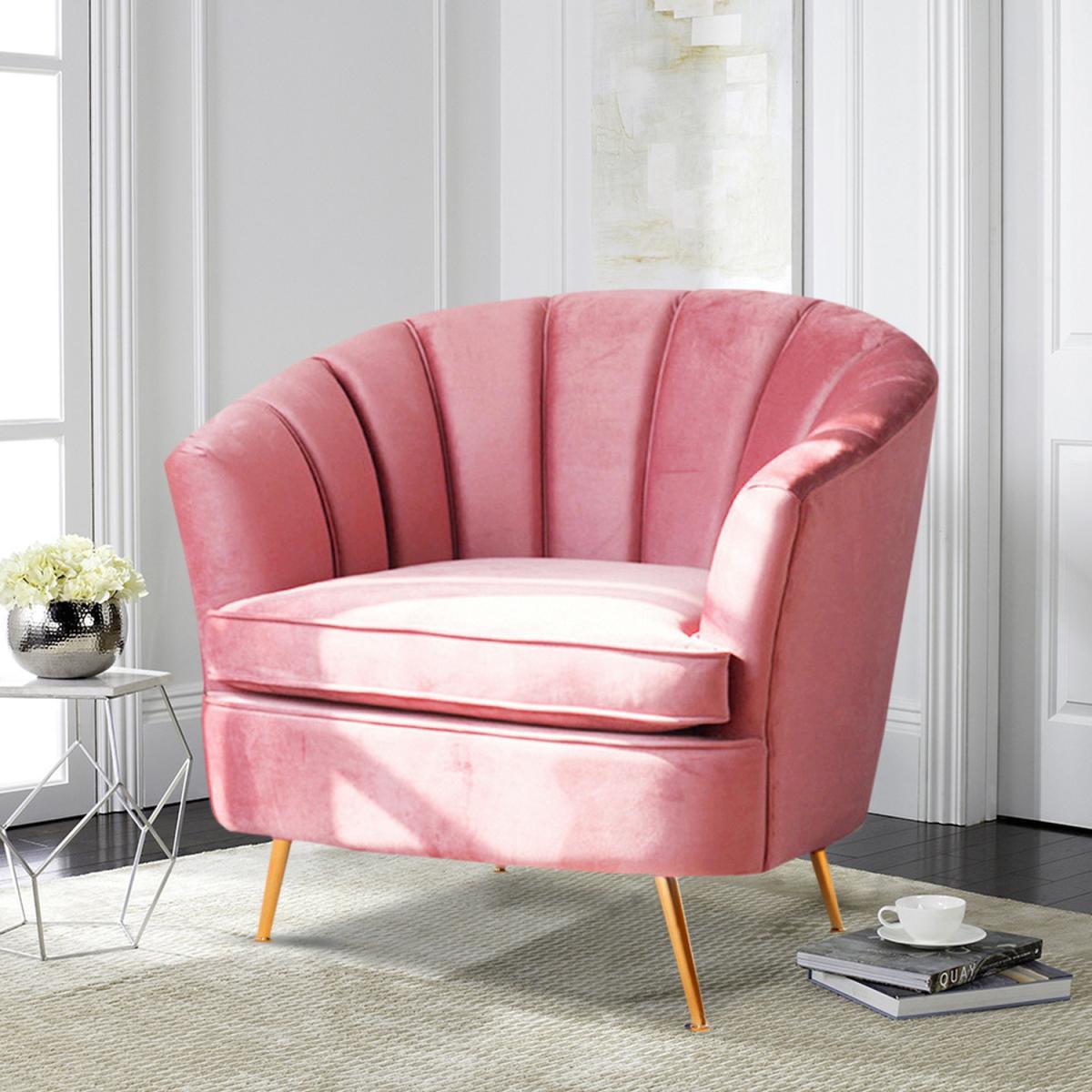 Modern Pastel Velvet Single Tub Chair - Smokey Pink – image 4