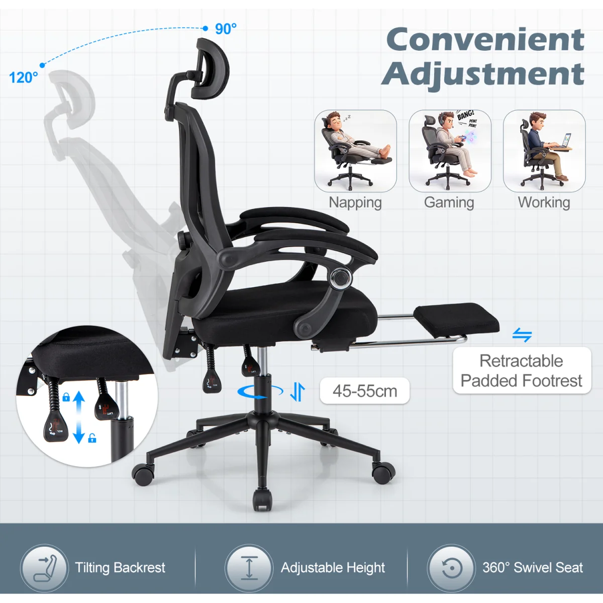 Mesh Computer Chair with 2D Headrest – image 7