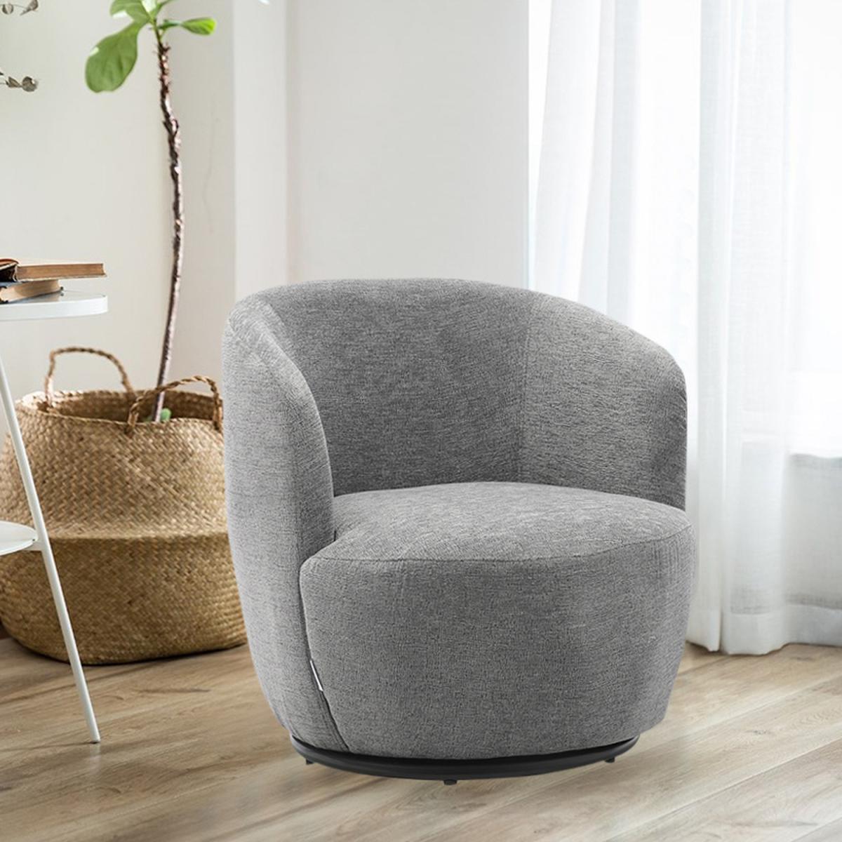 Linen Rotatable Tub Chair - Grey – image 5