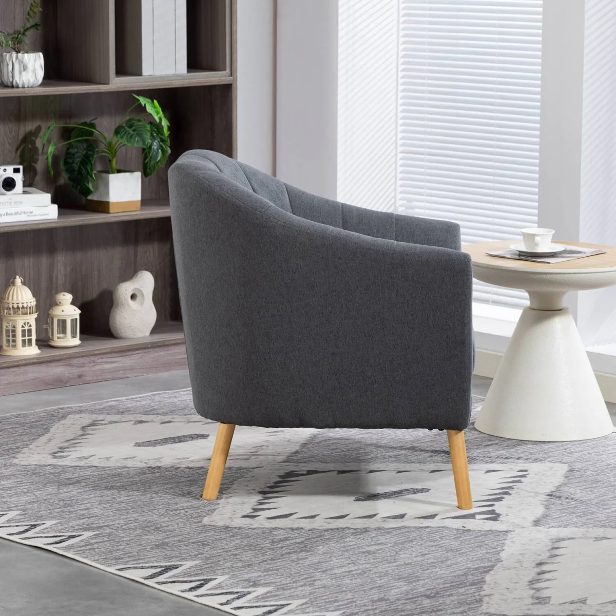 WestWood Modern Tub Chair, Upholstered Arm Chair Comfy Single Sofa Cream - Cream – image 11