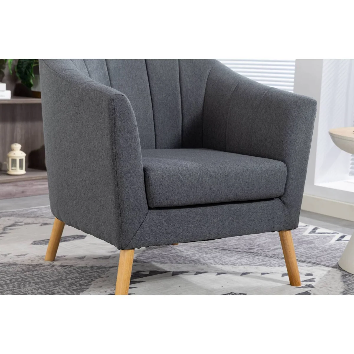WestWood Modern Tub Chair, Upholstered Arm Chair Comfy Single Sofa Cream - Cream – image 16