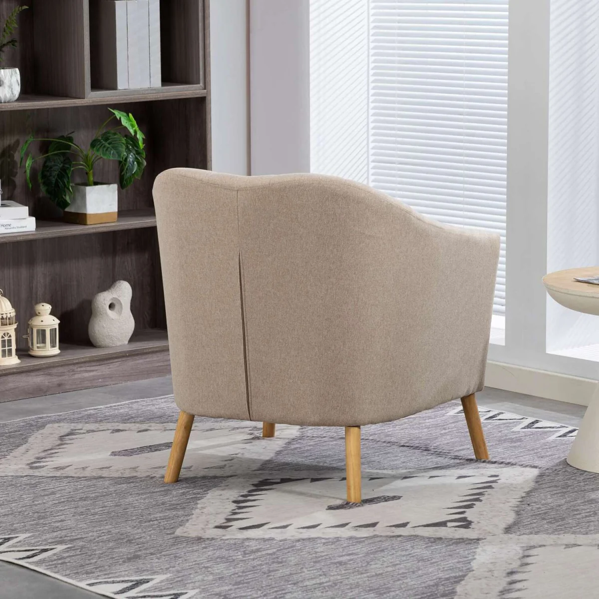 WestWood Modern Tub Chair, Upholstered Arm Chair Comfy Single Sofa Cream - Cream – image 3