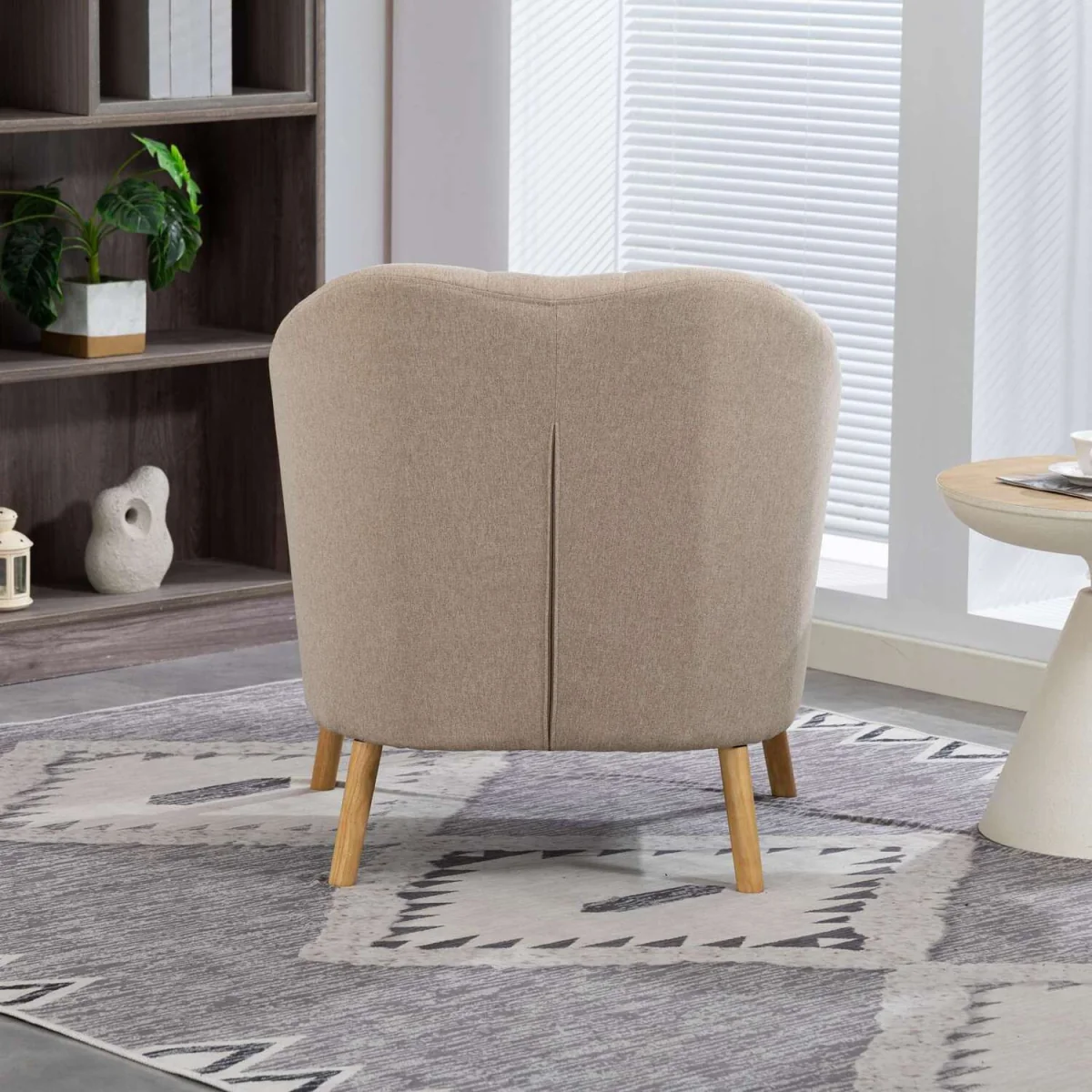 WestWood Modern Tub Chair, Upholstered Arm Chair Comfy Single Sofa Cream - Cream – image 4