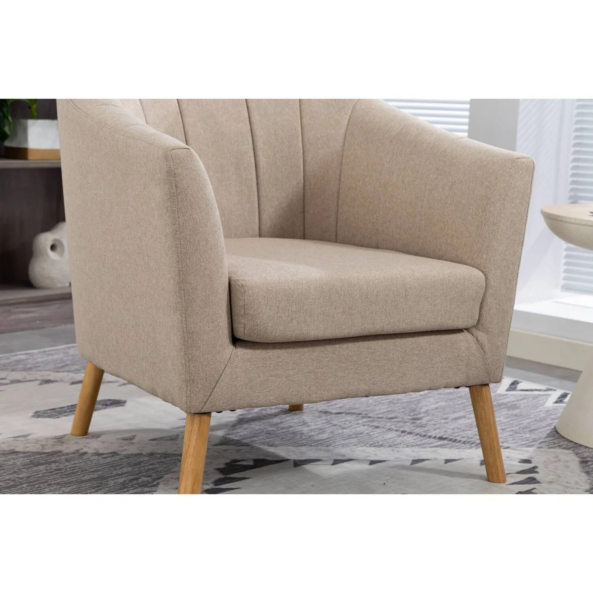 WestWood Modern Tub Chair, Upholstered Arm Chair Comfy Single Sofa Cream - Cream – image 7