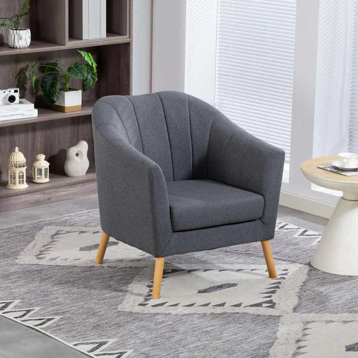 WestWood Modern Tub Chair, Upholstered Arm Chair Comfy Single Sofa Cream - Cream – image 10