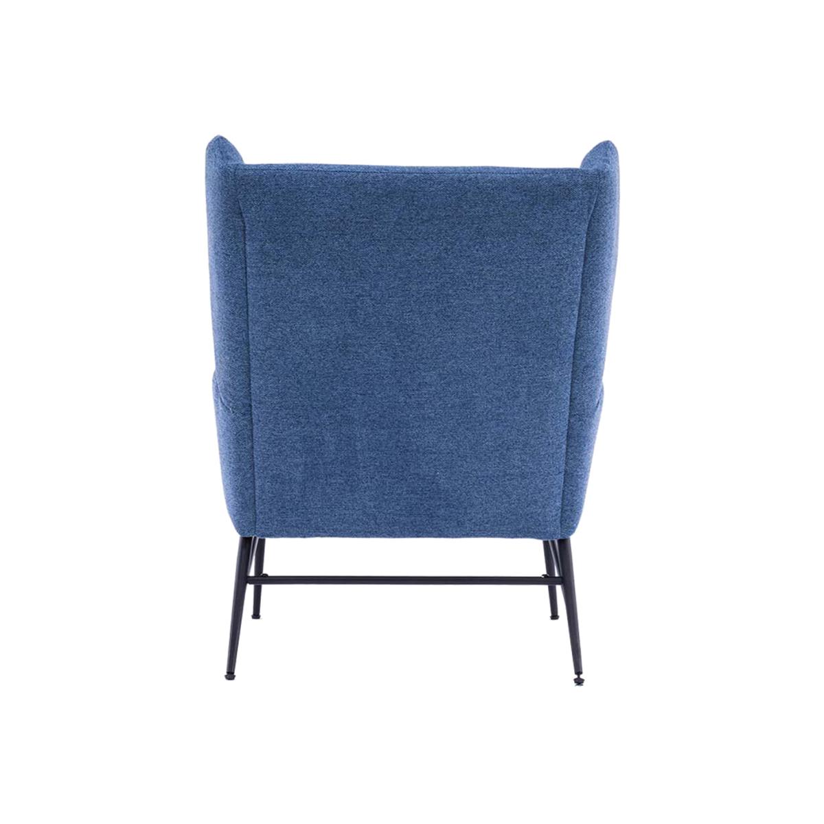 Clara Wing Back Fabric Linen Modern Accent Chair - Blue / With Footrest – image 1