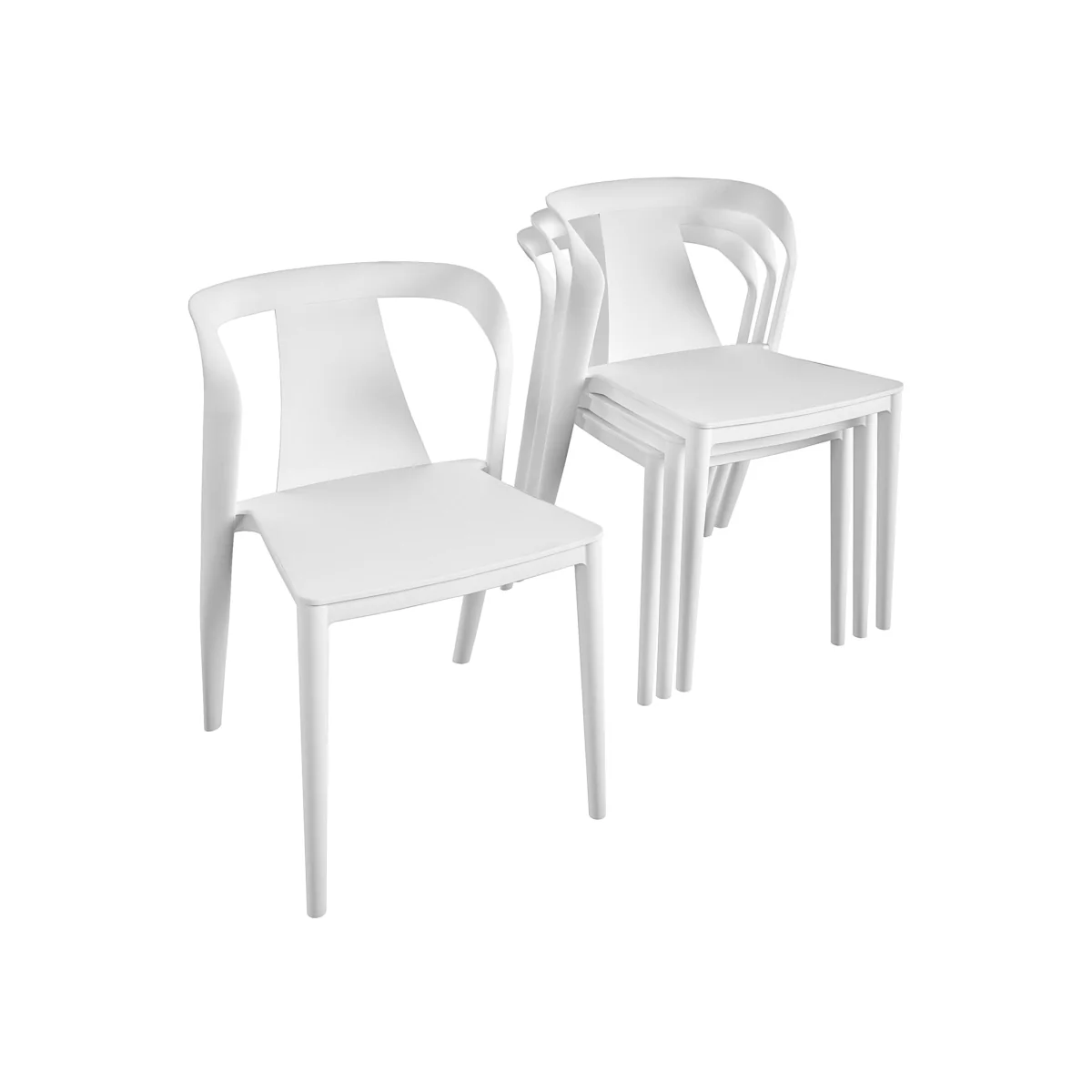 Dorel Home Adrian Curved Back Chair IndOut White 4PK - White