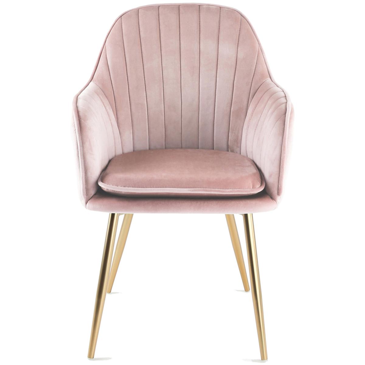 Muse Velvet Accent Arm Tub Chair with Chrome Legs - Silver Pink – image 4