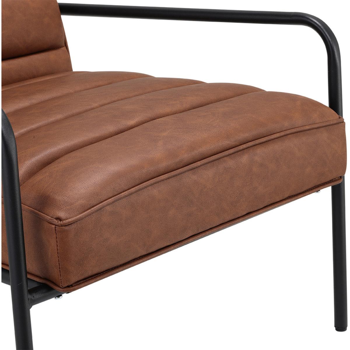 Rustic Leather and Iron Accent Chair - Brown – image 2