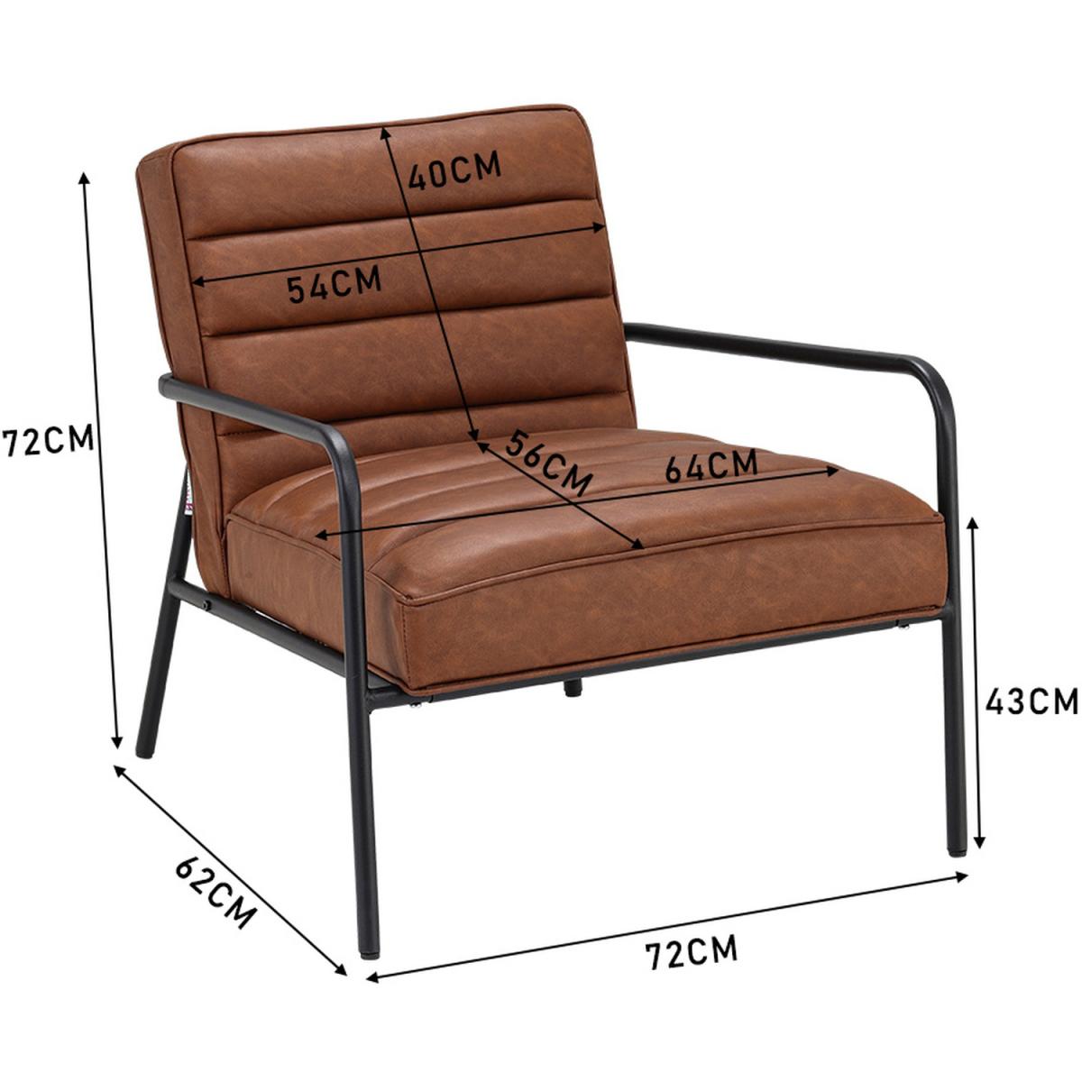 Rustic Leather and Iron Accent Chair - Brown – image 3