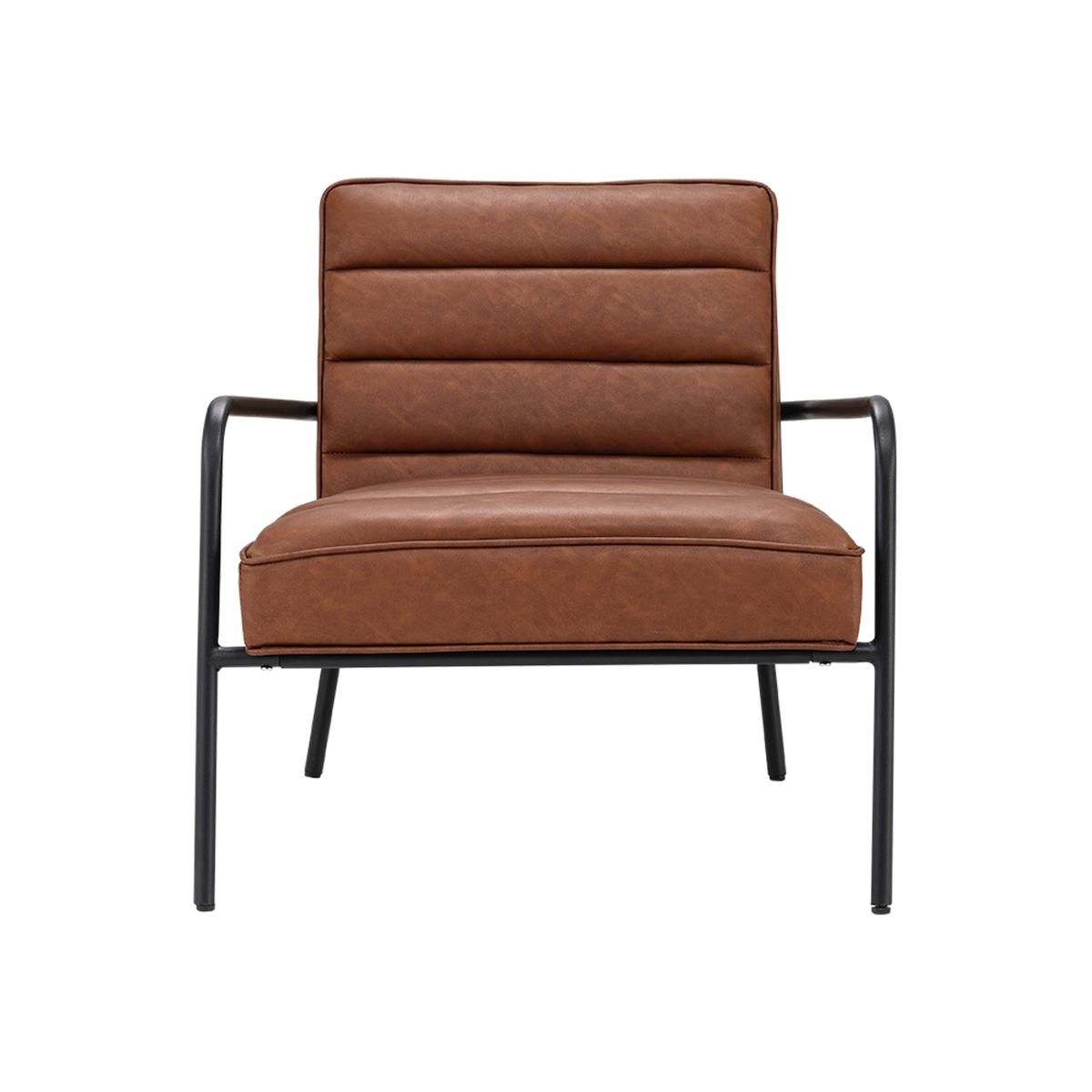 Rustic Leather and Iron Accent Chair - Brown – image 1