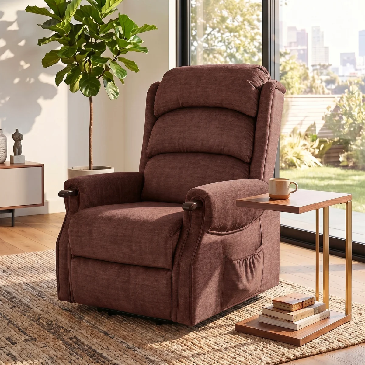HOMCOM Power Lift Recliner Chair with Vibration and Heat - Brown – image 2