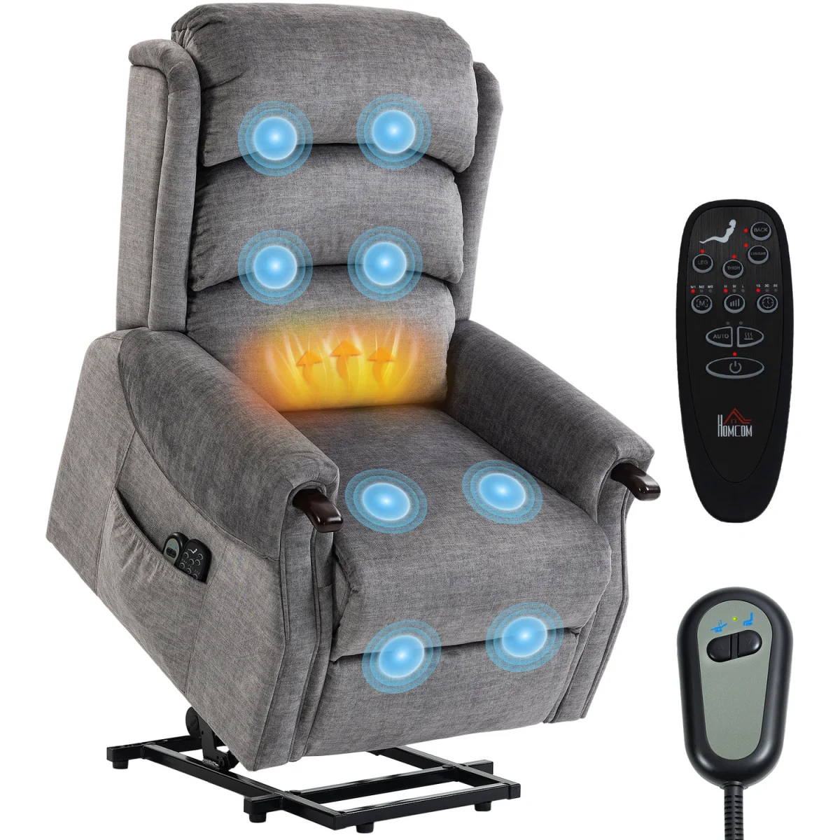 HOMCOM Power Lift Recliner Chair with Vibration and Heat - Brown – image 17