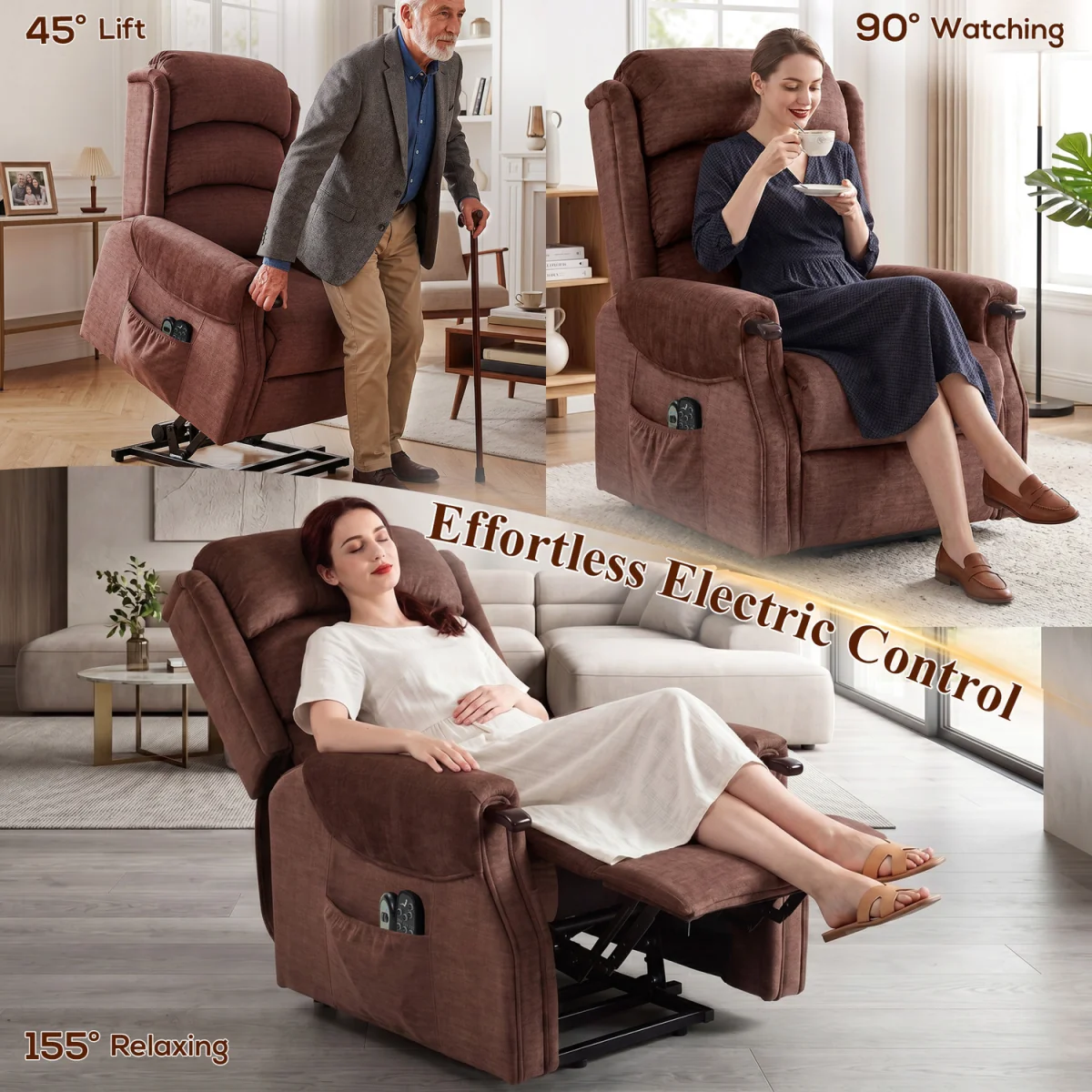 HOMCOM Power Lift Recliner Chair with Vibration and Heat - Brown – image 7