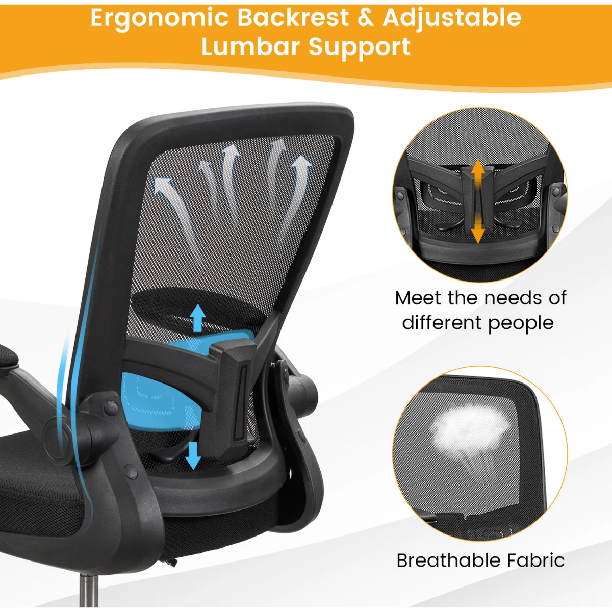 Set of 2 Ergonomic Height Adjustable Drafting Chair - Black – image 5