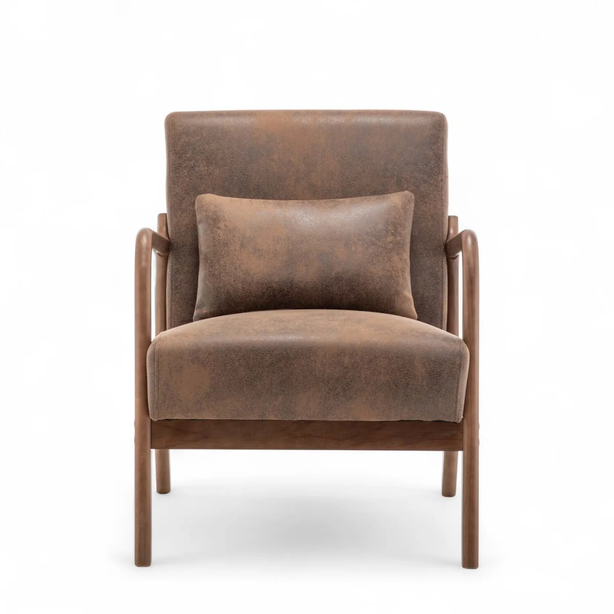 Faux Leather Suede Brown Hertford Accent Chair - Brown – image 2