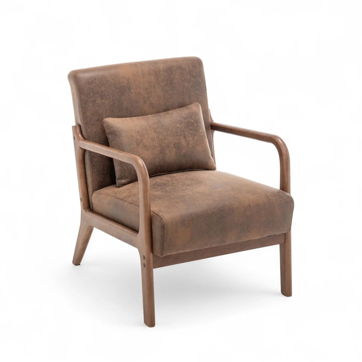 Faux Leather Suede Brown Hertford Accent Chair - Brown – image 3