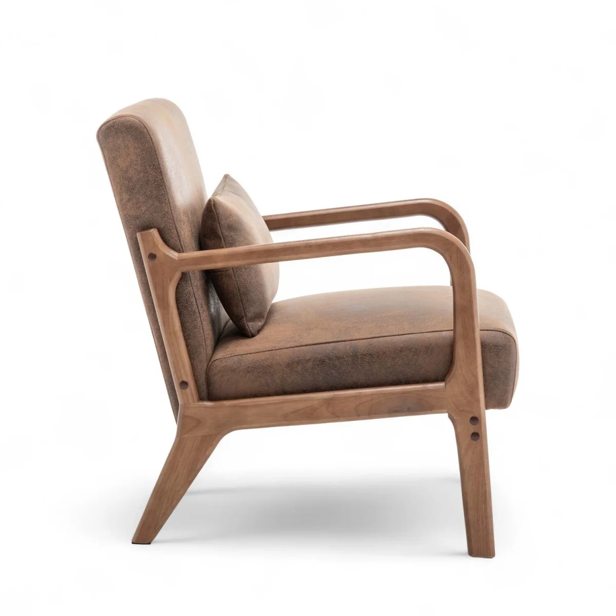 Faux Leather Suede Brown Hertford Accent Chair - Brown – image 4