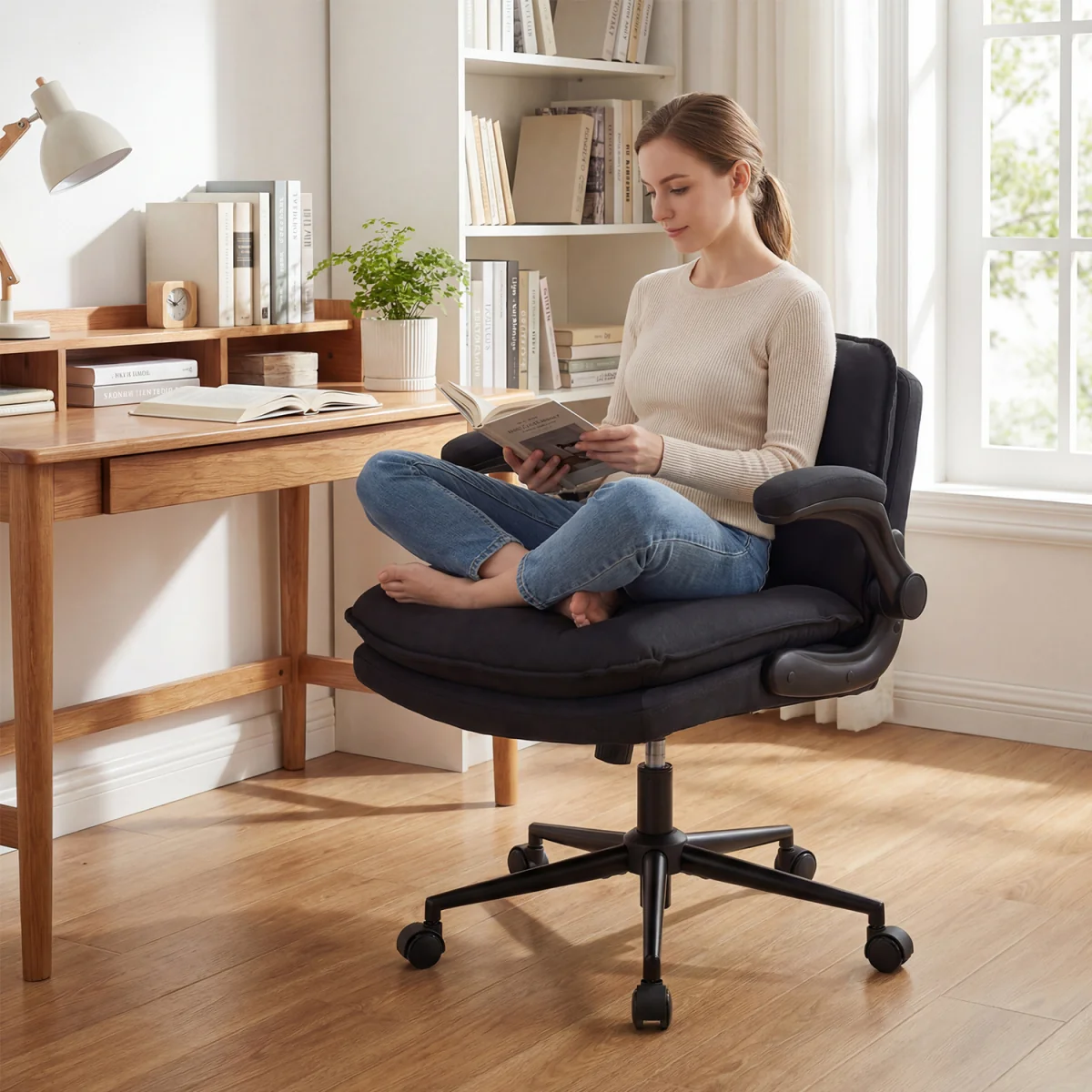 Criss Cross Chair on Wheels with Arms - Grey – image 3