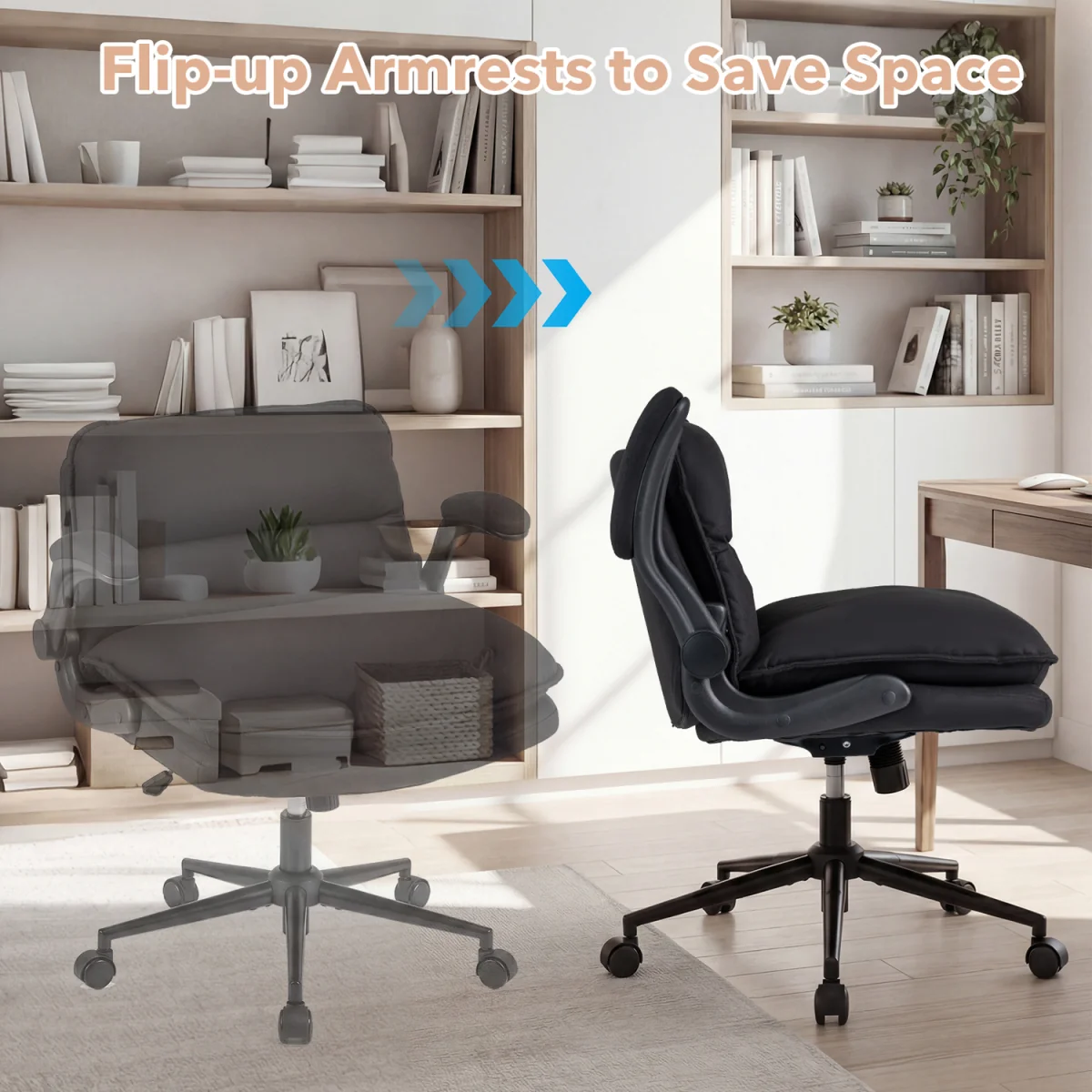 Criss Cross Chair on Wheels with Arms - Grey – image 5