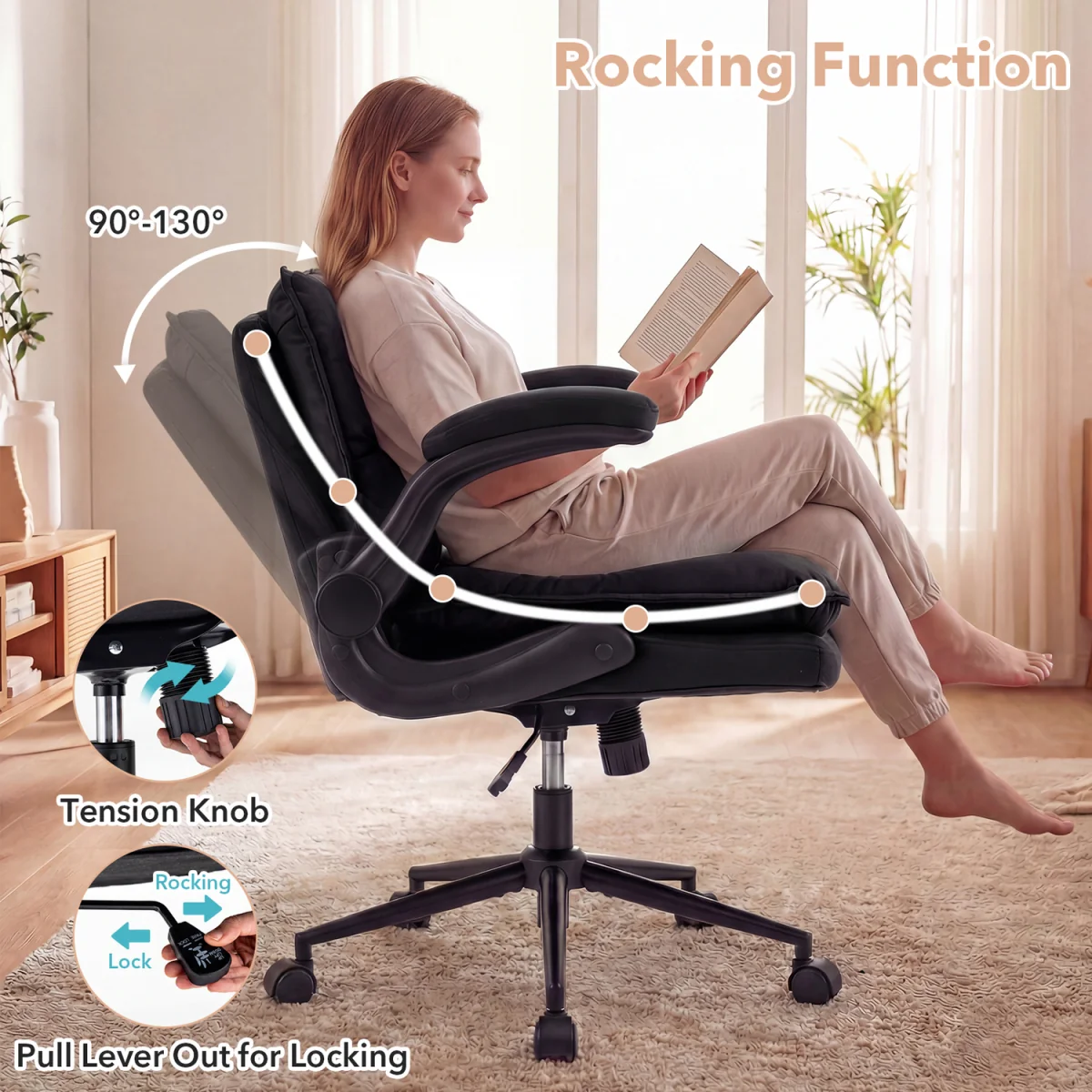 Criss Cross Chair on Wheels with Arms - Grey – image 6