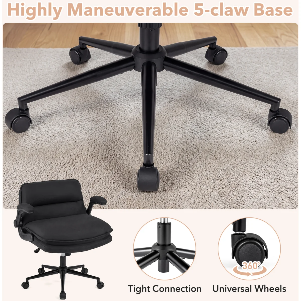 Criss Cross Chair on Wheels with Arms - Grey – image 8