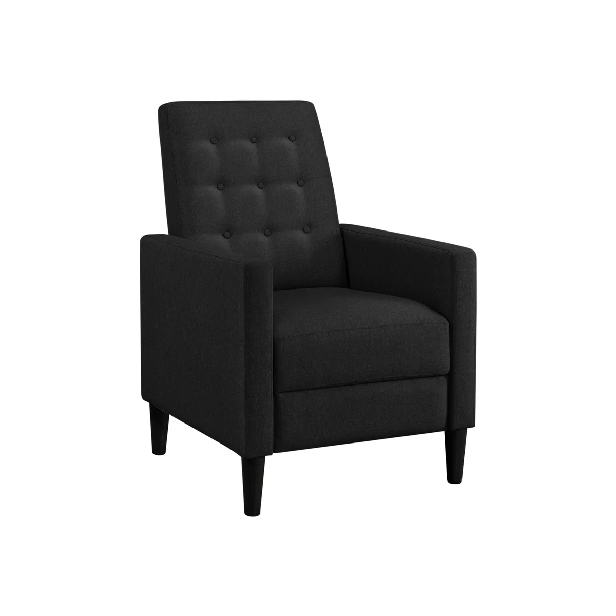 Modern Fabric Reclining Chair with Adjustable Back - Black