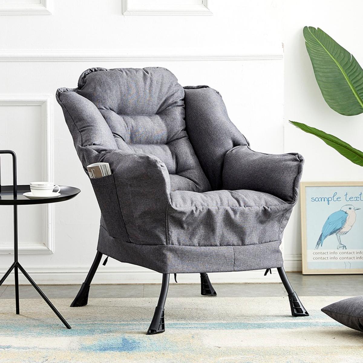 Upholstered Padded Fabric Accent Lounge Chair Casual Armchair Recliner - Grey