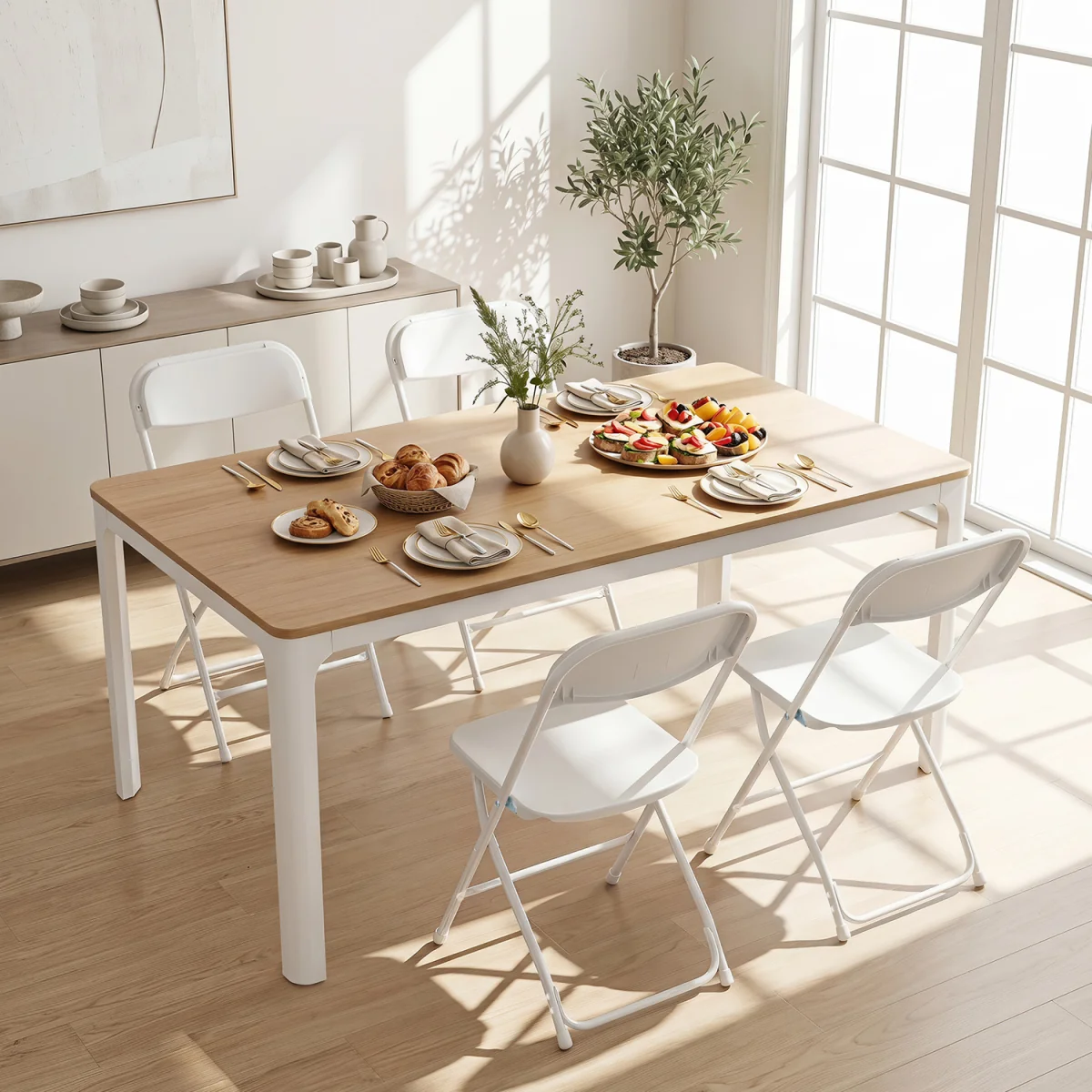 Set of 4 Pack Folding Chairs - White – image 2