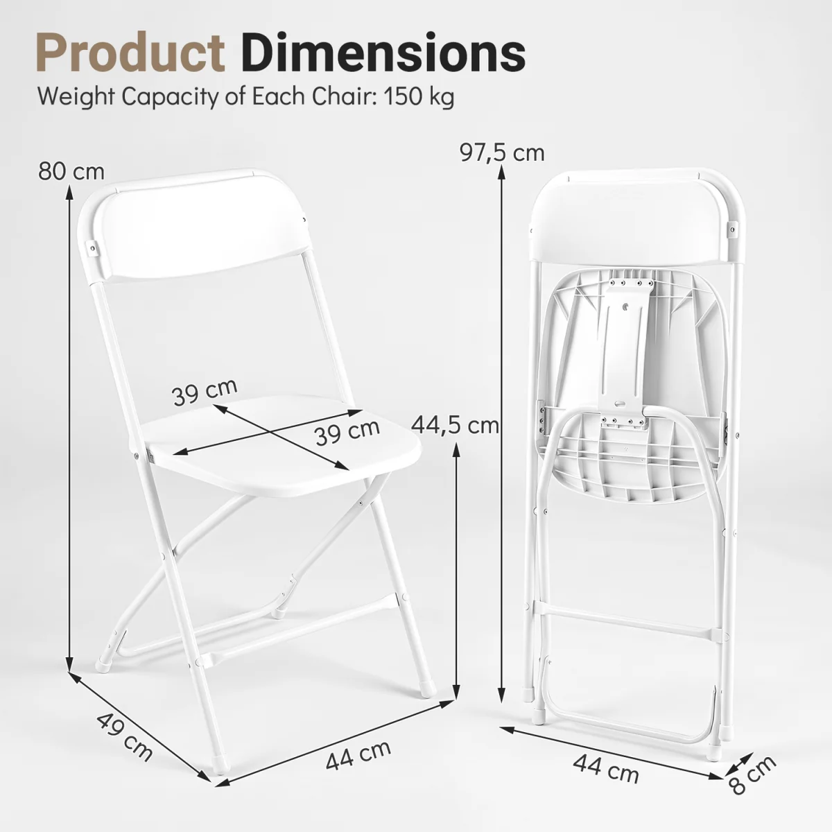 Set of 4 Pack Folding Chairs - White – image 3