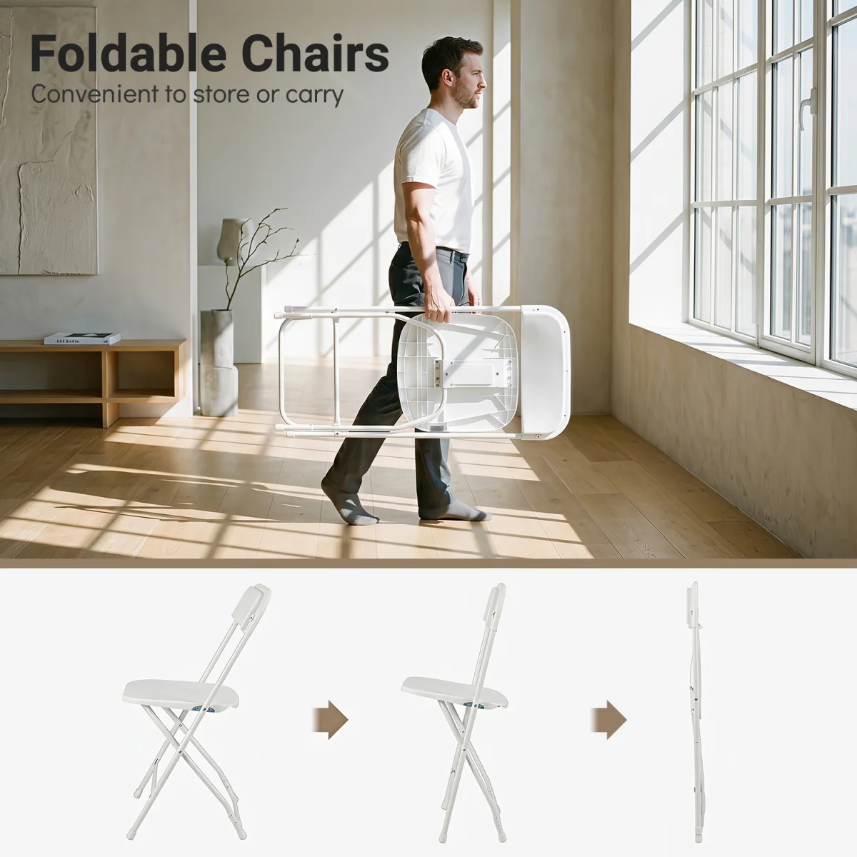 Set of 4 Pack Folding Chairs - White – image 4