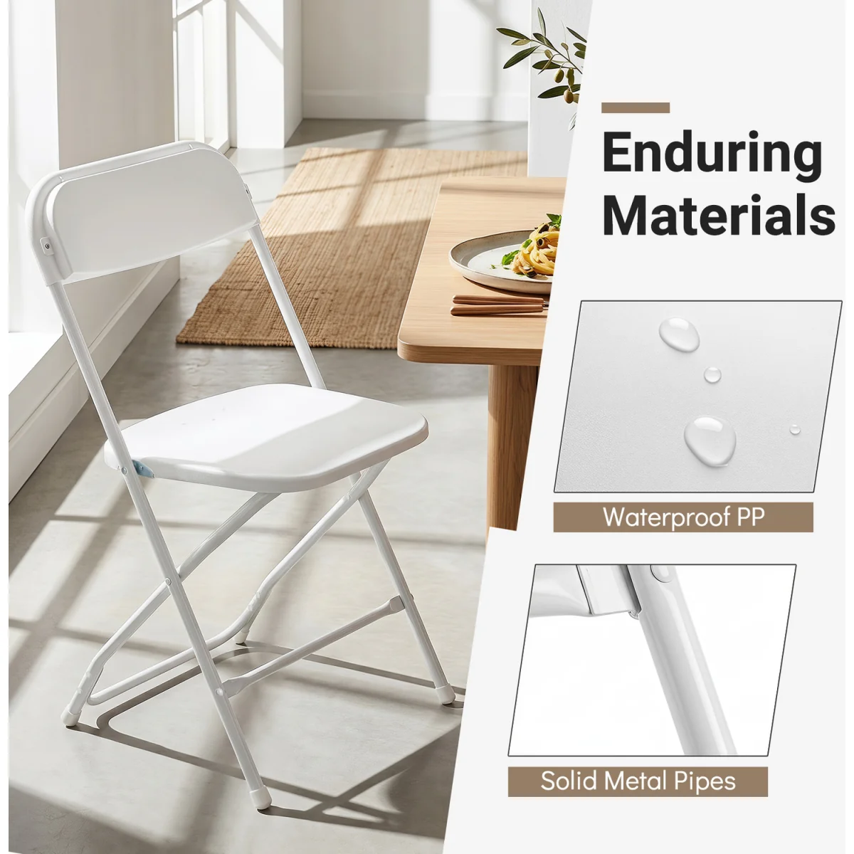 Set of 4 Pack Folding Chairs - White – image 6