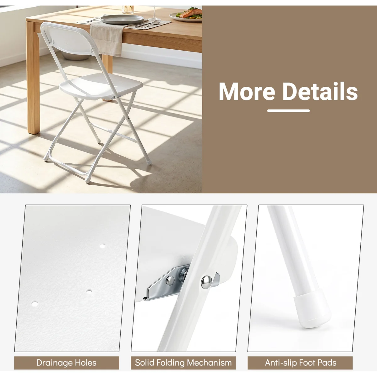 Set of 4 Pack Folding Chairs - White – image 7