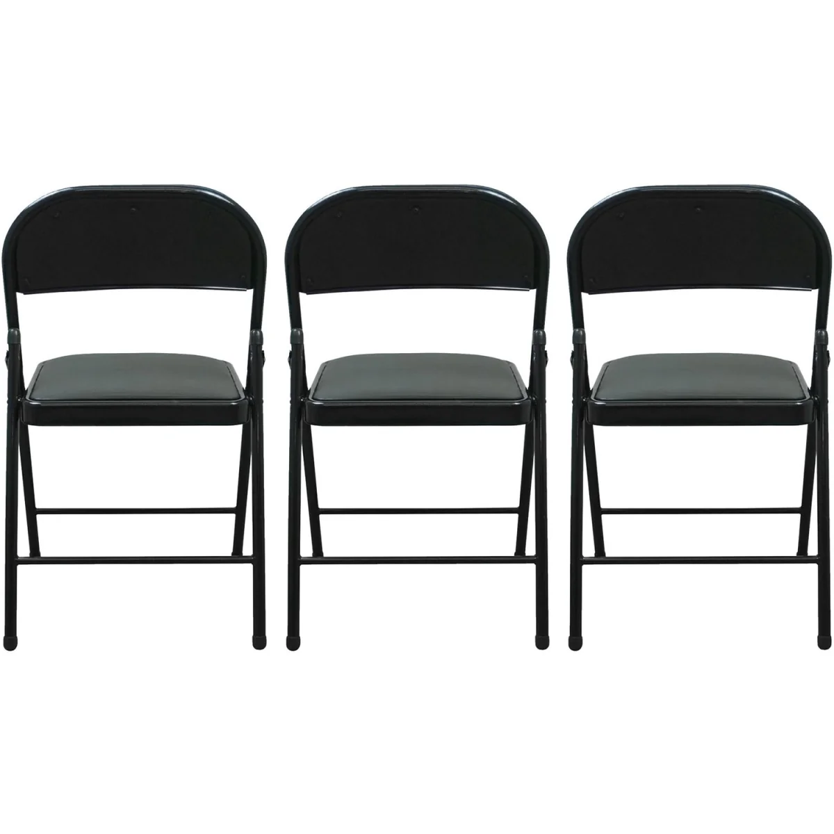 TekBox 3x Folding Faux Leather Chairs - Black – image 3