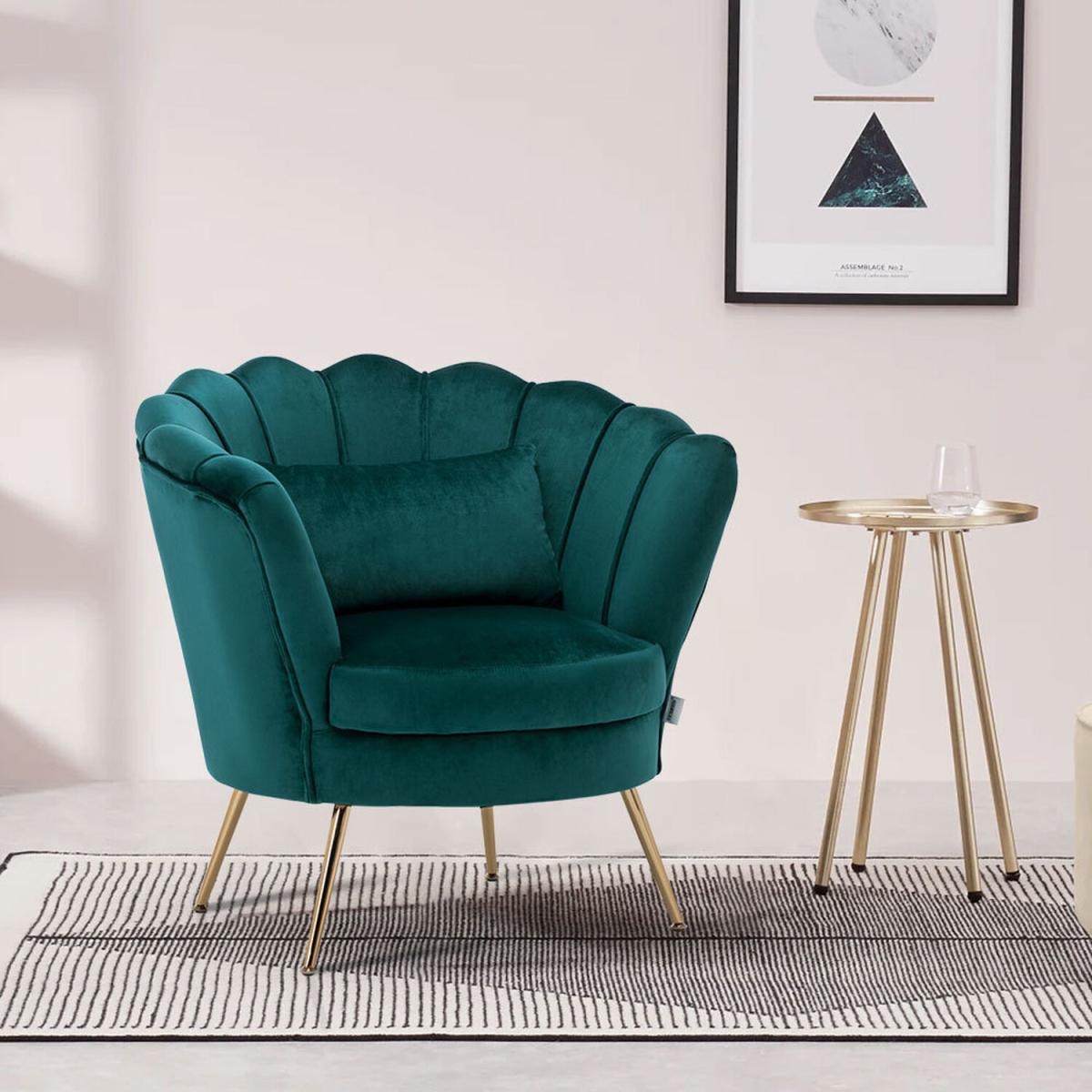 Velvet Single Accent Chair - Grey-Pink – image 19