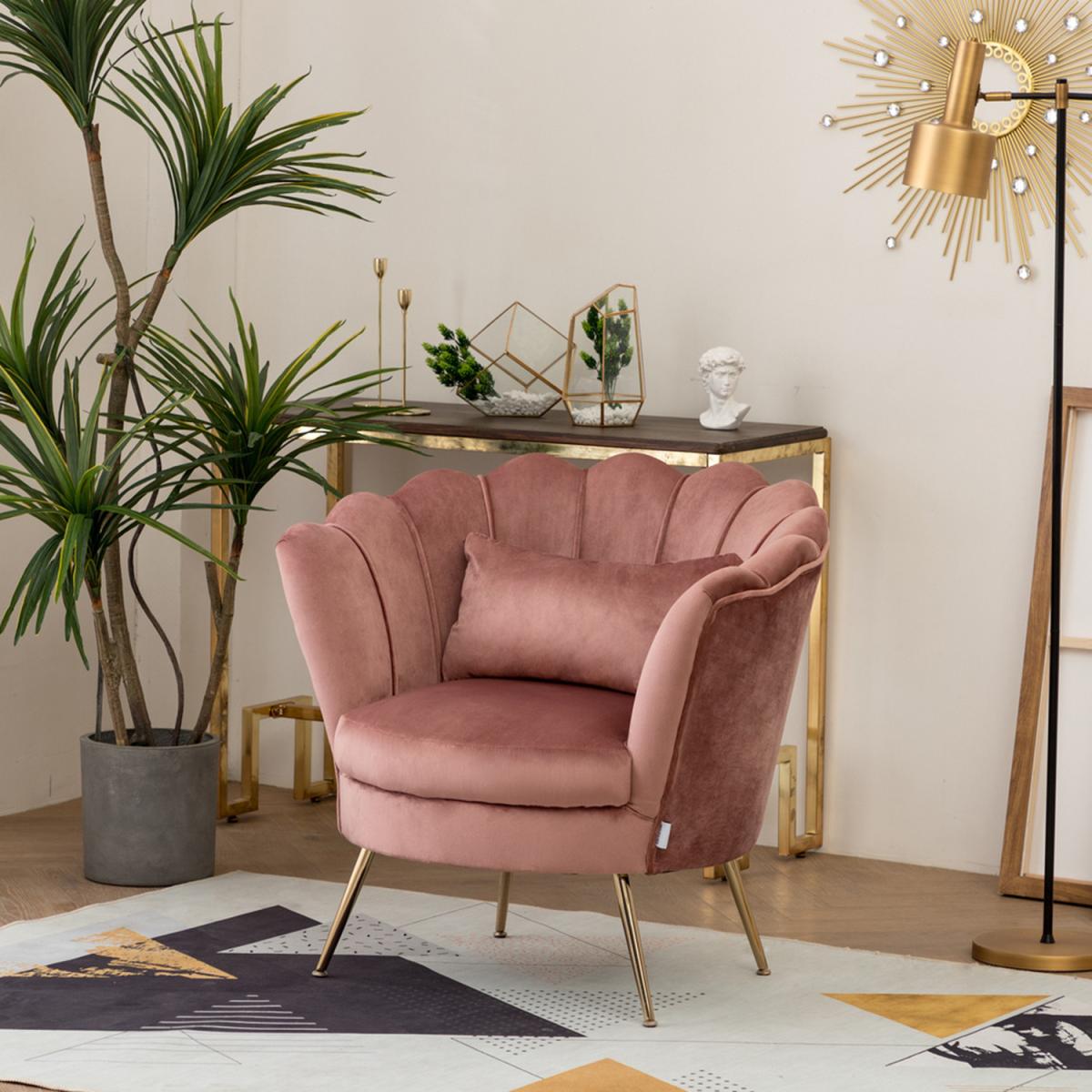 Velvet Single Accent Chair - Grey-Pink – image 6