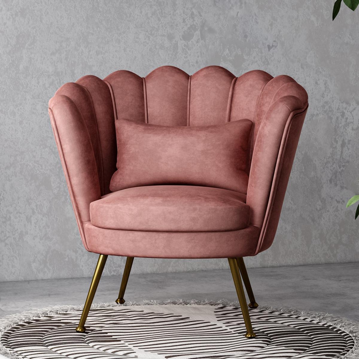 Velvet Single Accent Chair - Grey-Pink – image 9