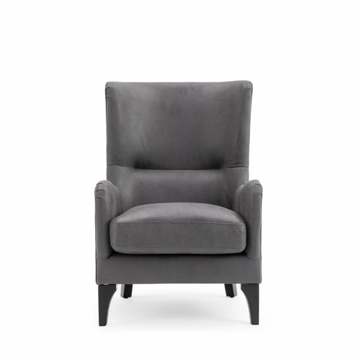 Faux Leather Suede Grey Segovia Accent Wingback Chair - Grey – image 3