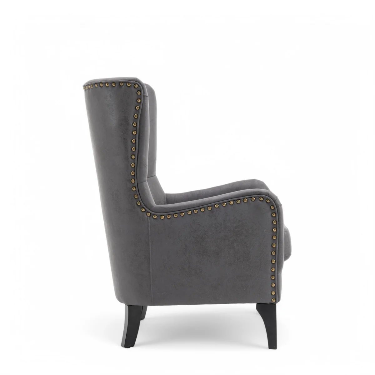 Faux Leather Suede Grey Segovia Accent Wingback Chair - Grey – image 4